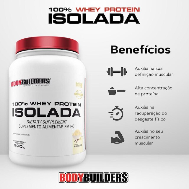 Kit 2x 100% Whey Protein Isolada 900g - Bodybuilders