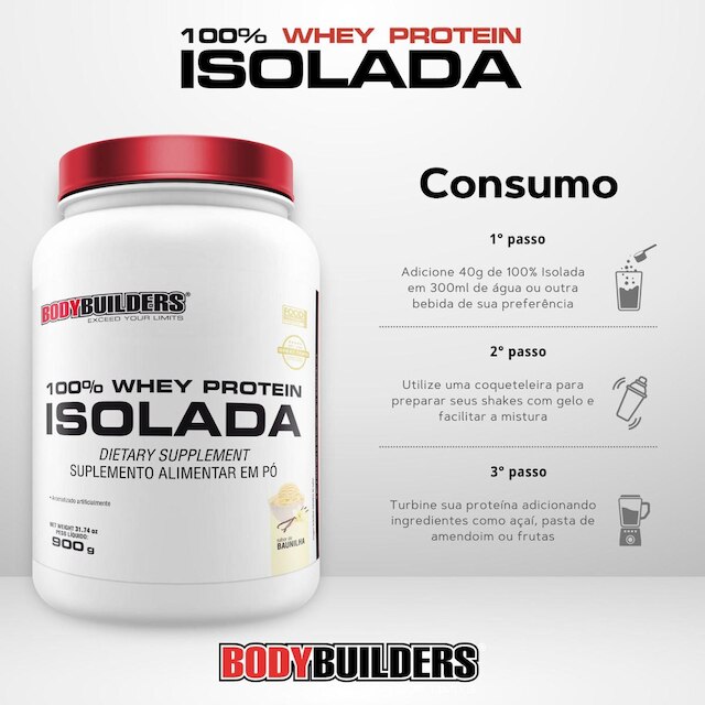 Kit 2x 100% Whey Protein Isolada 900g - Bodybuilders