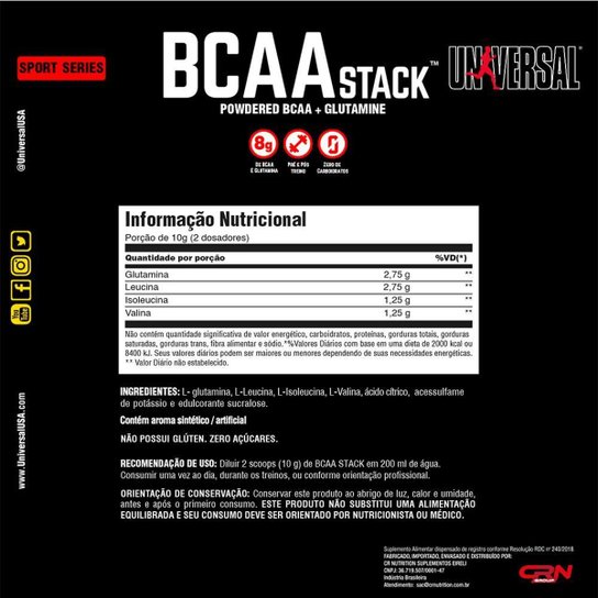 Kit 2x BCAA Stack 250g + Coqueteleira 600ml - Universal