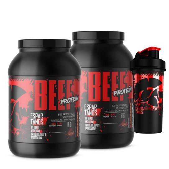 Kit 2x Beef Protein 900g + Coqueteleira - Espartanos Menor preço em Kit 2x Beef Protein 900g + Coqueteleira - Espartanos