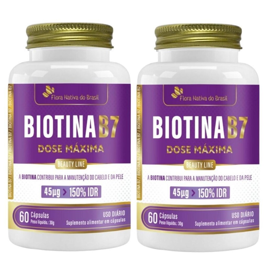 Kit 2x Biotina B7 (Cabelos e Pele) 60 Caps Flora Nativa