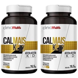 Kit 2x Calmais K2 e D3 -90 Cápsulas Clinic Mais