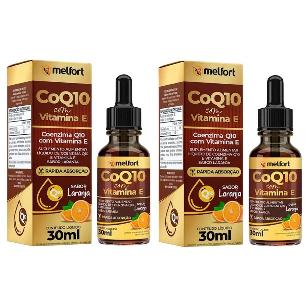 Kit 2x Coenzima Q10 Com Vitamina E Rápida Absorção 30ml Melfort