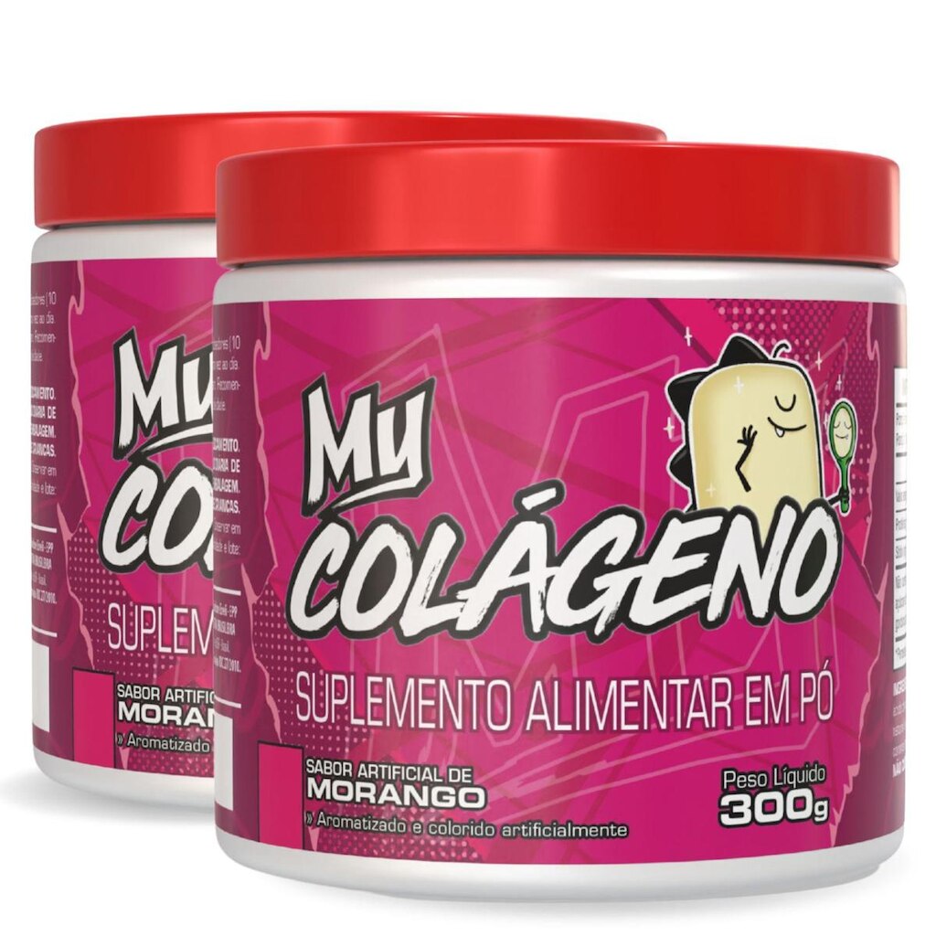 Kit 2x Colágeno Hidrolisado 300g Morango – My Suplementos