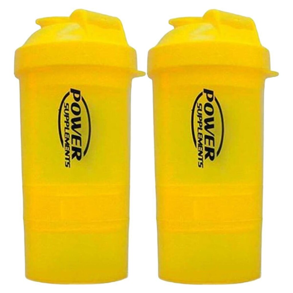 Kit 2X Coqueteleira 2 Doses 400ml - Amarela - Power Supplements