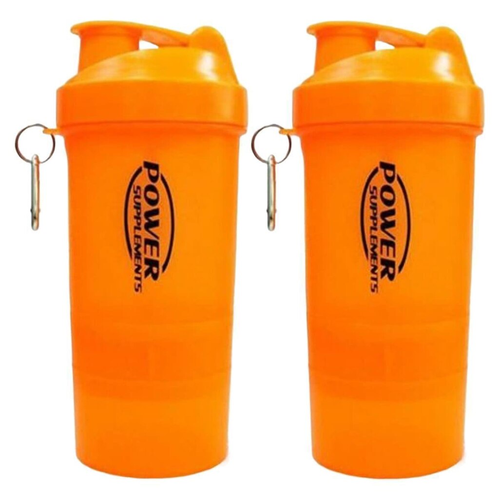 Kit 2X Coqueteleira 2 Doses  400ml - Laranja - Power Supplements