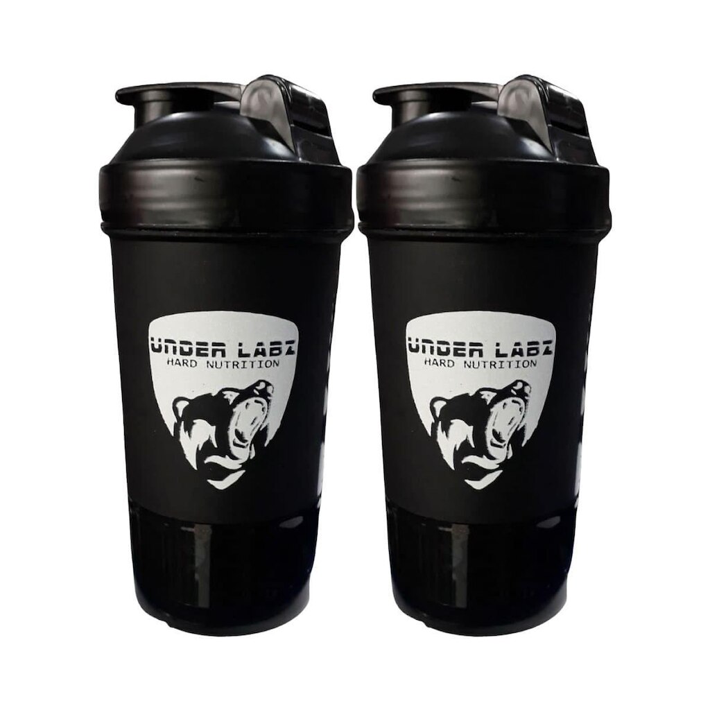 Kit 2X Coqueteleira Duas Doses - 500ml Preta - Under Labz