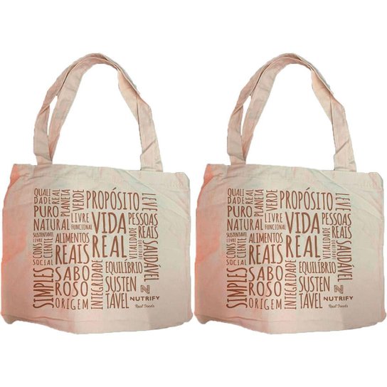 Kit 2X Ecobag Algodão - Nutrify