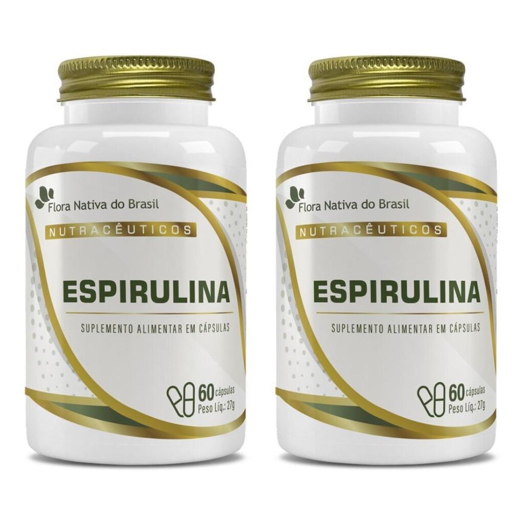 Kit 2x Espirulina + Vitamina A e Magnésio 60 Cápsulas Flora Nativa