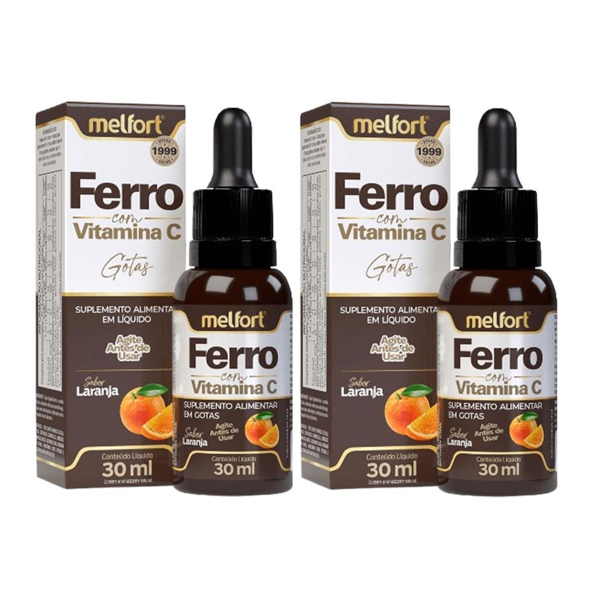 Kit 2x Ferro Com Vitamina C Sabor Laranja 30ml - Melfort