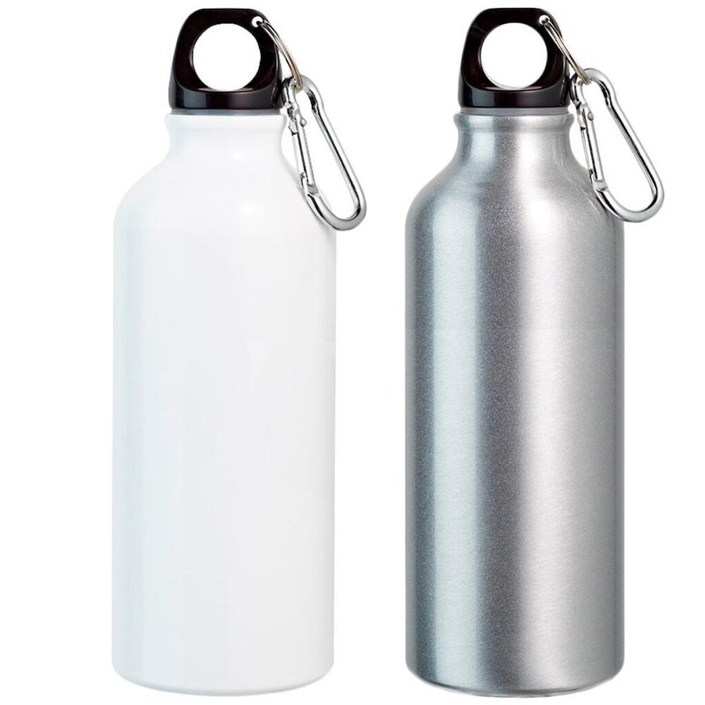 kit 2x Garrafa Squeeze Sport 500 ml TopGet Branco e Prata
