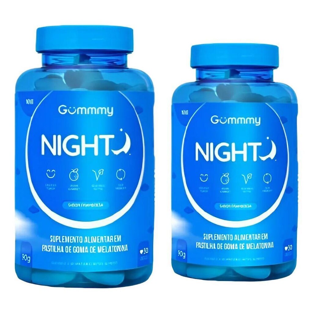 Kit 2x Gummy Night bom sono 30 gomas Sabor Framboesa
