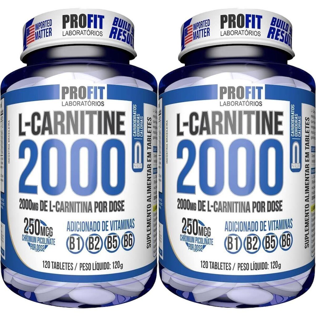 Kit 2X L-Carnitina 2000 + 250mcg Cromo - 120 Tabletes - ProFit