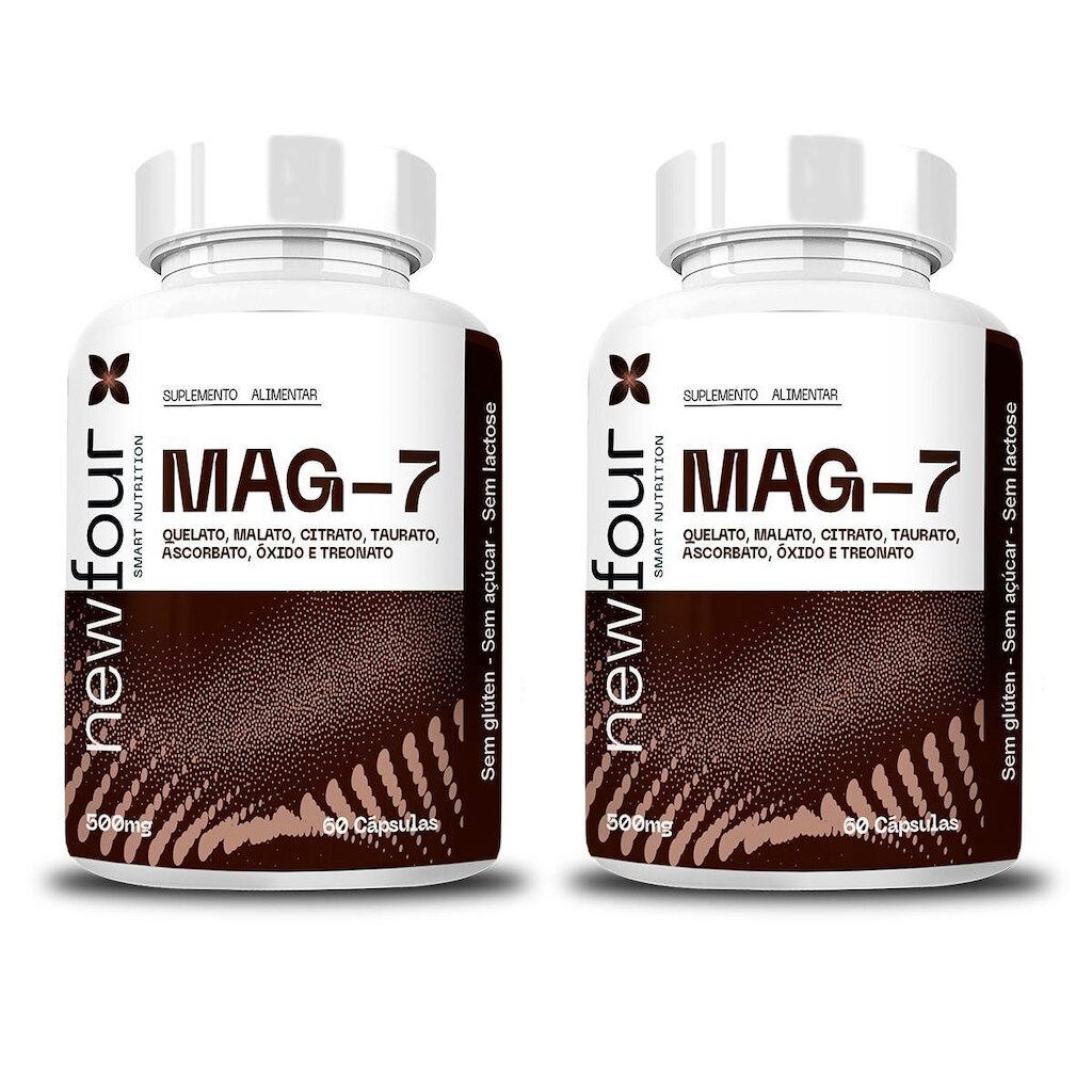 Kit 2x Mag-7 Blend de Magnésios Treonina 60 Capsulas 500mg NewFour