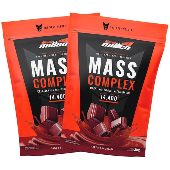 Kit 2x Mass Complex 3kg Chocolate - New Millen Menor preço em Kit 2x Mass Complex 3kg Chocolate - New Millen