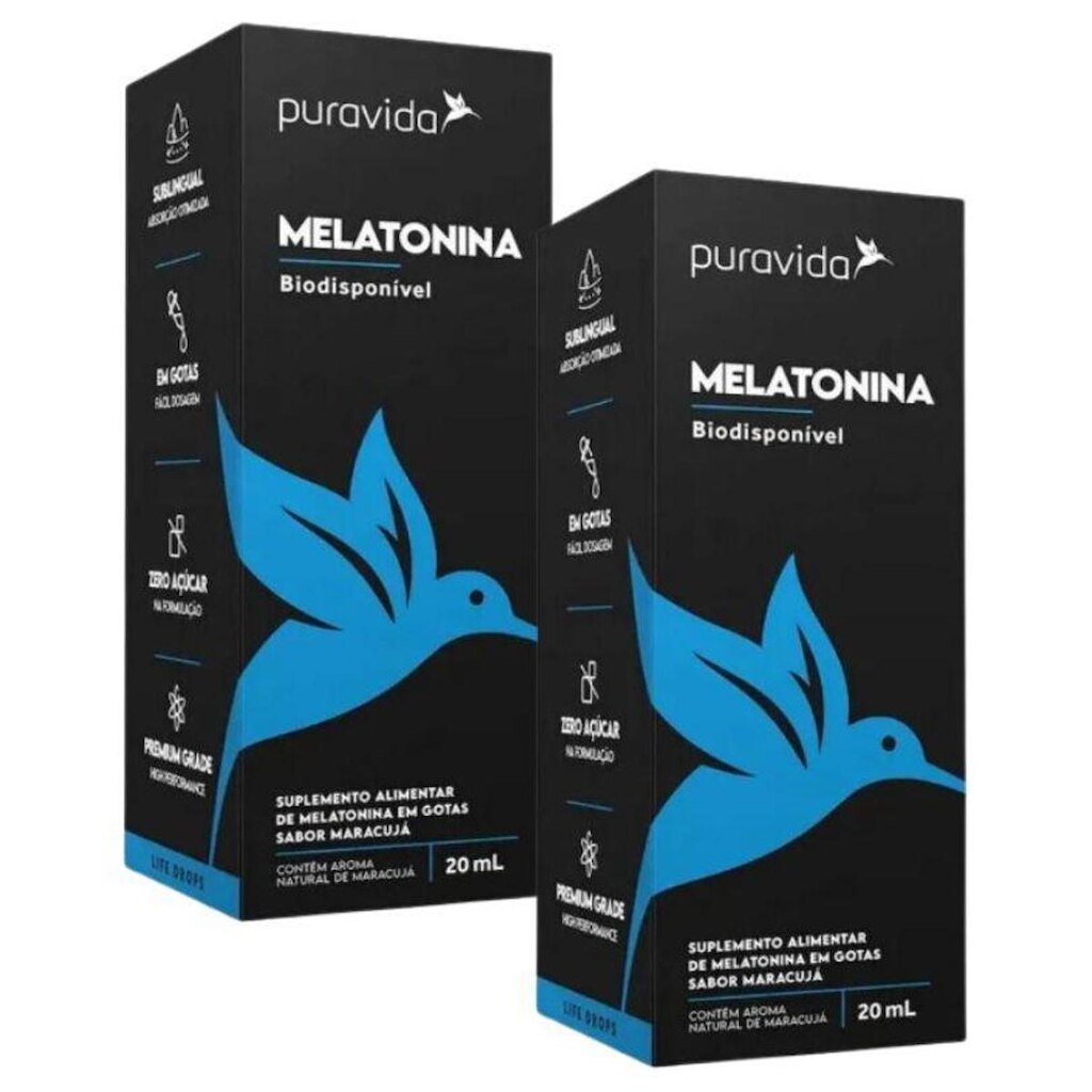 Kit 2x Melatonina Biodisponível em Gotas - 20ml - Pura Vida