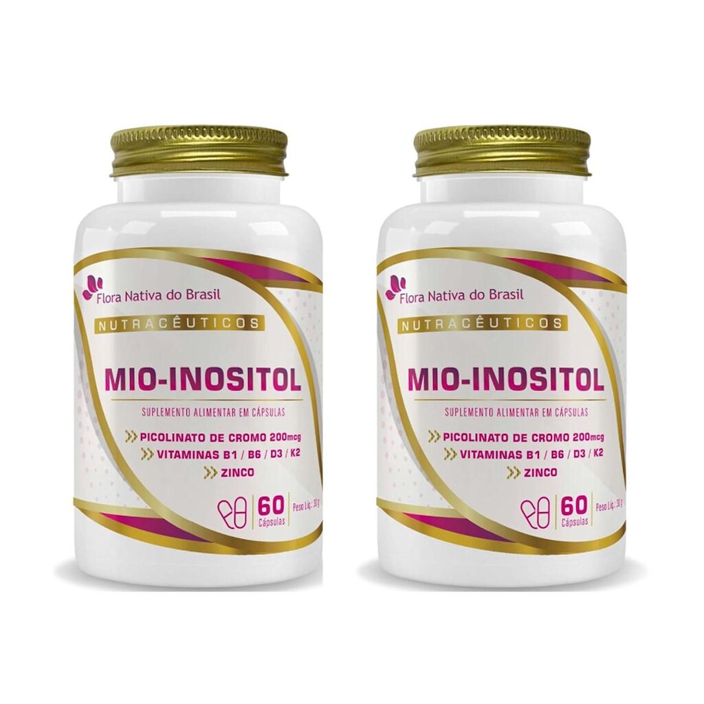 Kit 2x Mio-nositol + Vitaminas 500mg 2x60 cps Flora Nativa