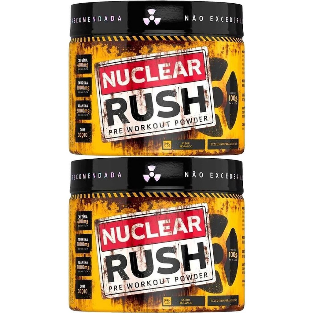 Kit 2X Nuclear Rush Pre Workut Powder - 100g Morango - BodyAction