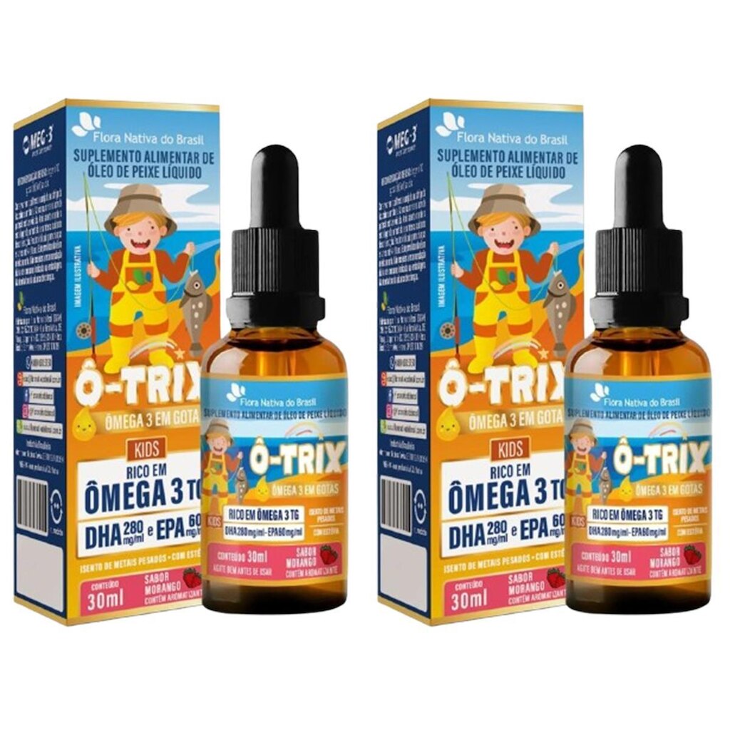 Kit 2x O-Trix Ômega 3 em Gotas Kids 30ml Flora Nativa