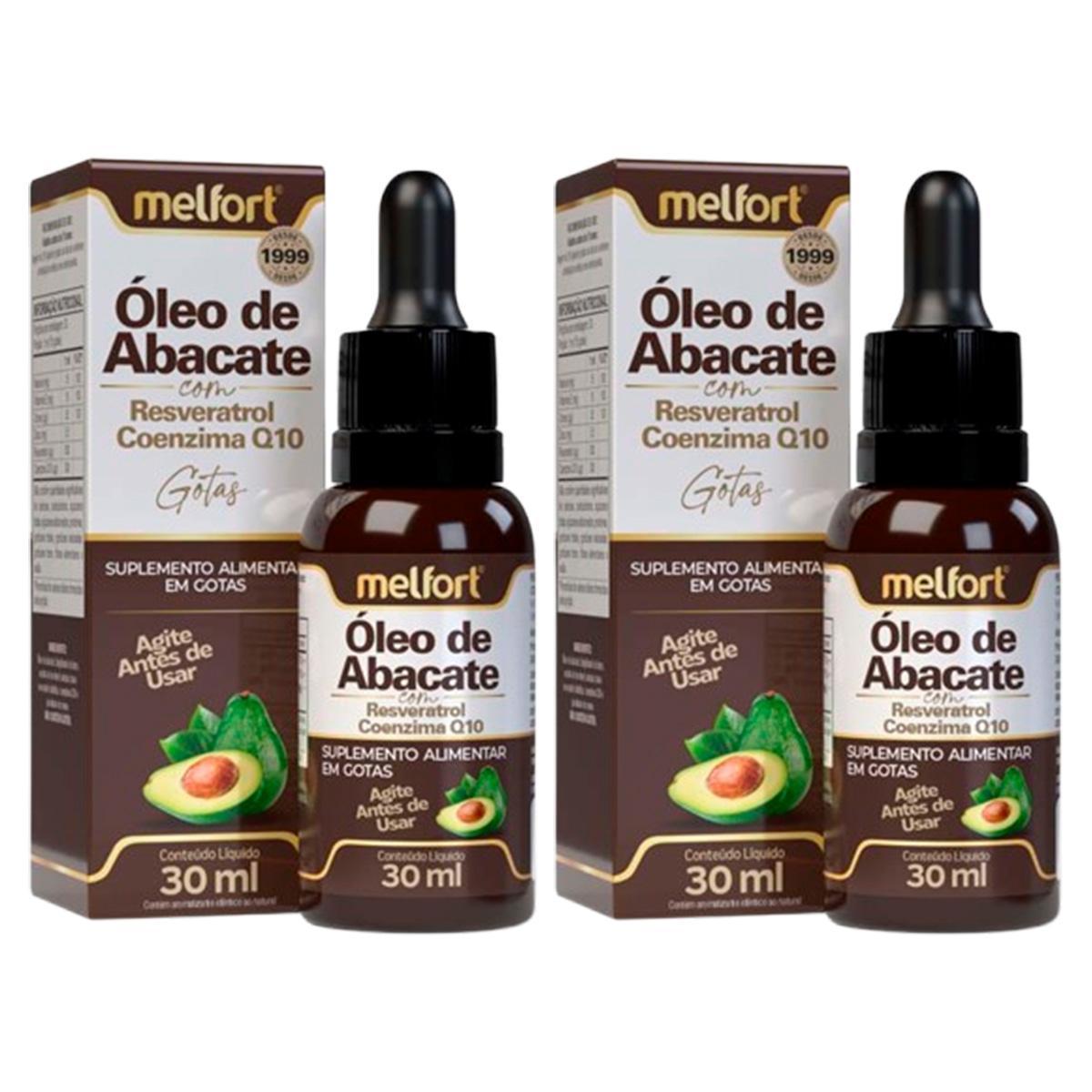 Kit 2x Óleo de Abacate Resveratrol Coenzima Q10 30ml Melfort