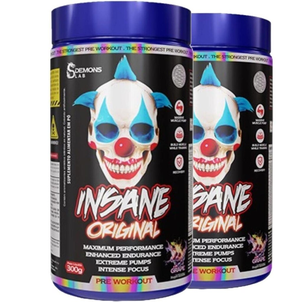 Kit 2x Pre Treino Insane Original Grape 300g - Demons Lab