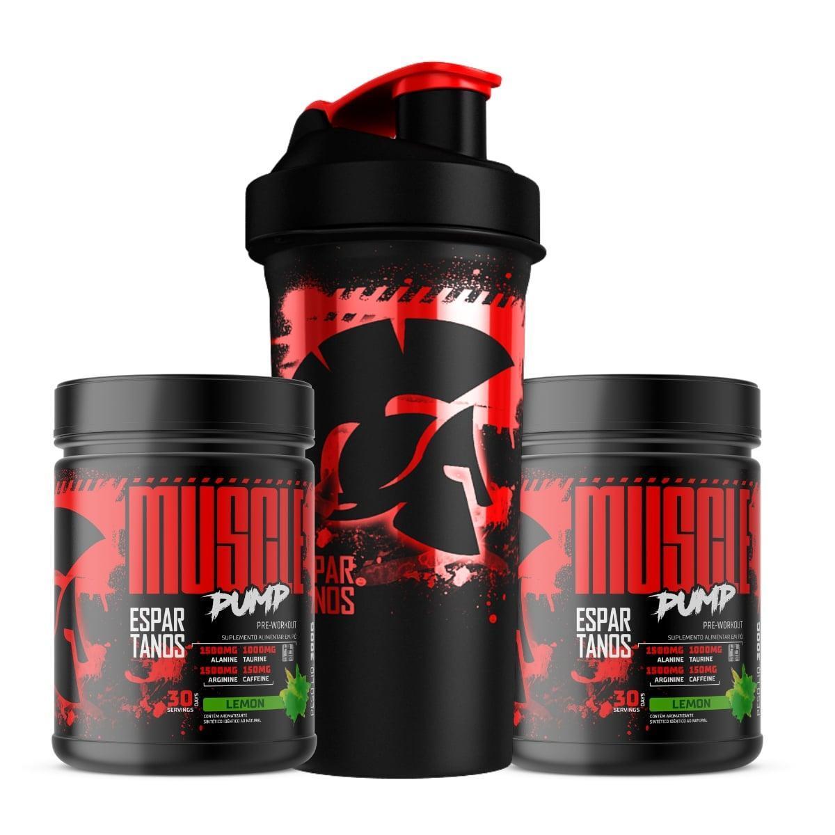 Kit 2x Pré Treino Muscle Pump 300g + Shaker - Espartanos