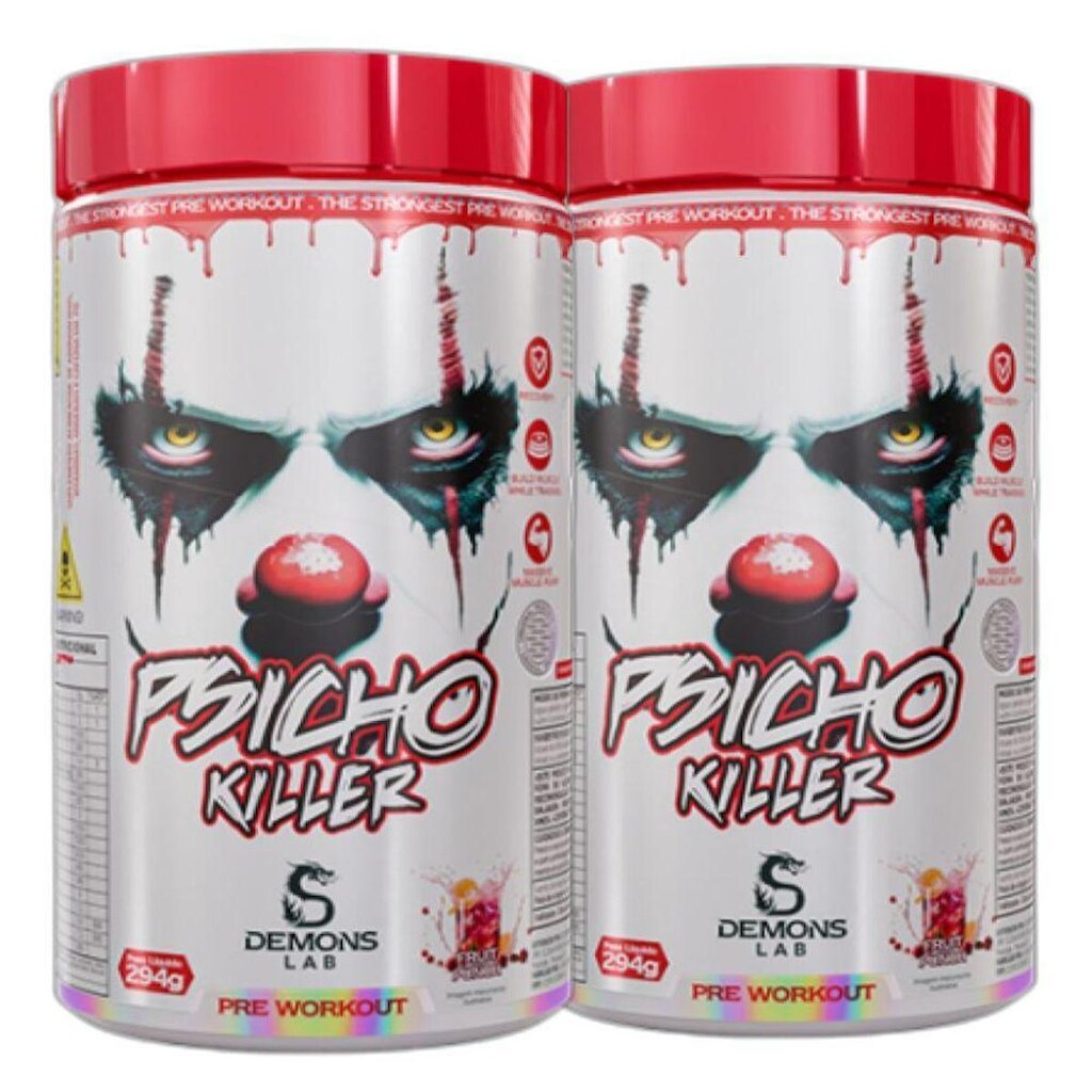 Kit 2x Pre Treino Psicho Killer Fruit Punch 300g Demons Lab