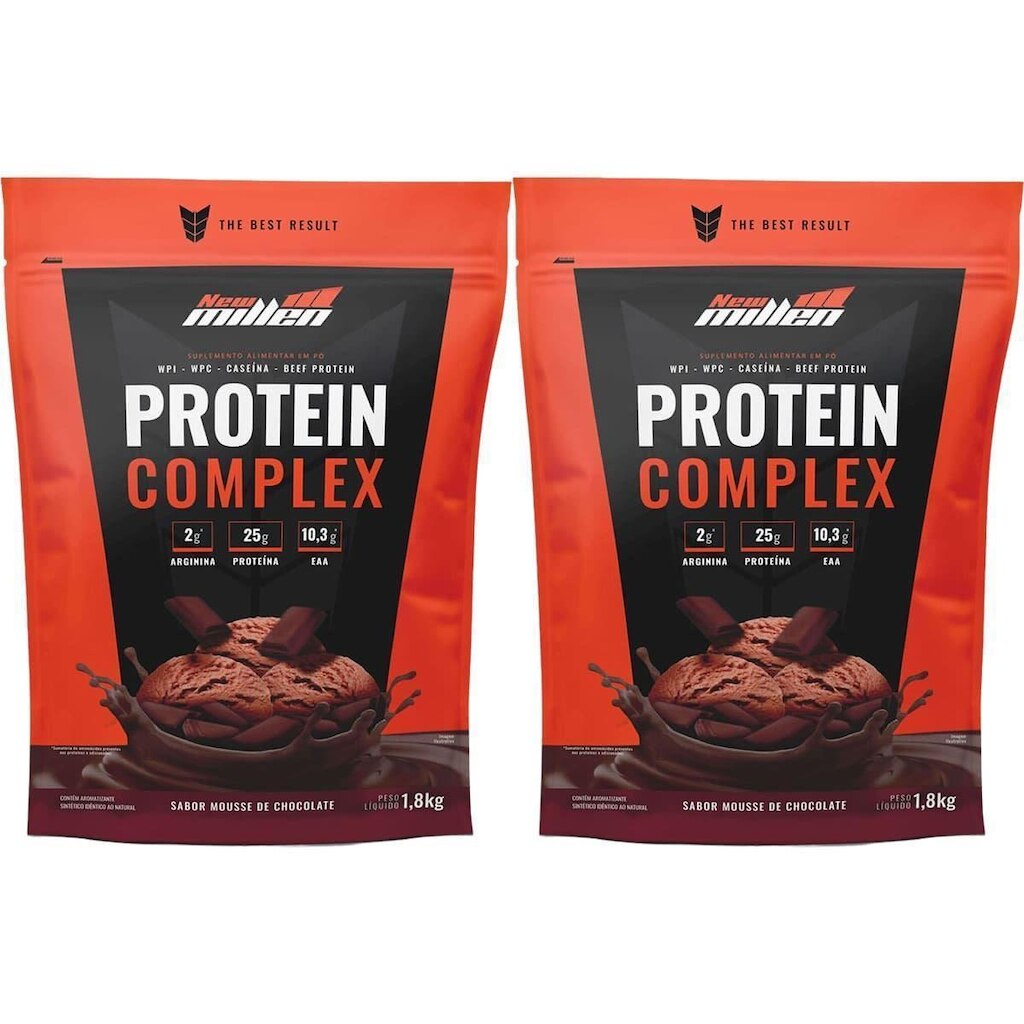 Kit 2X Protein Complex - 1800g Refil Mousse de Chocolate - New Millen