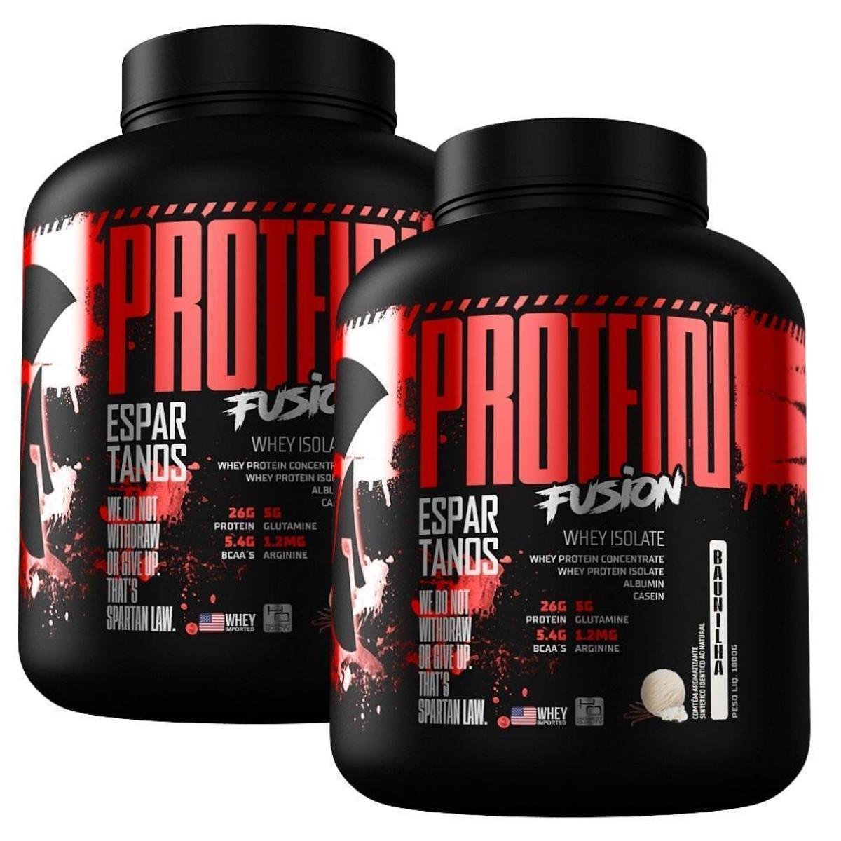 Kit 2x Protein Fusion Whey Isolate 1800g - Espartanos Menor preço em Kit 2x Protein Fusion Whey Isolate 1800g - Espartanos