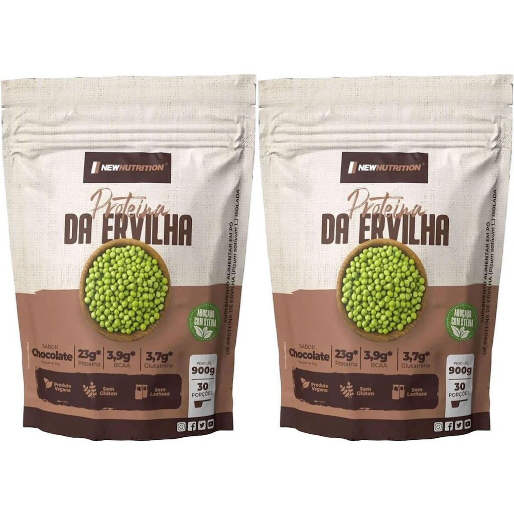 Kit 2X Proteína da Ervilha - 900g Refil Chocolate - NewNutrition