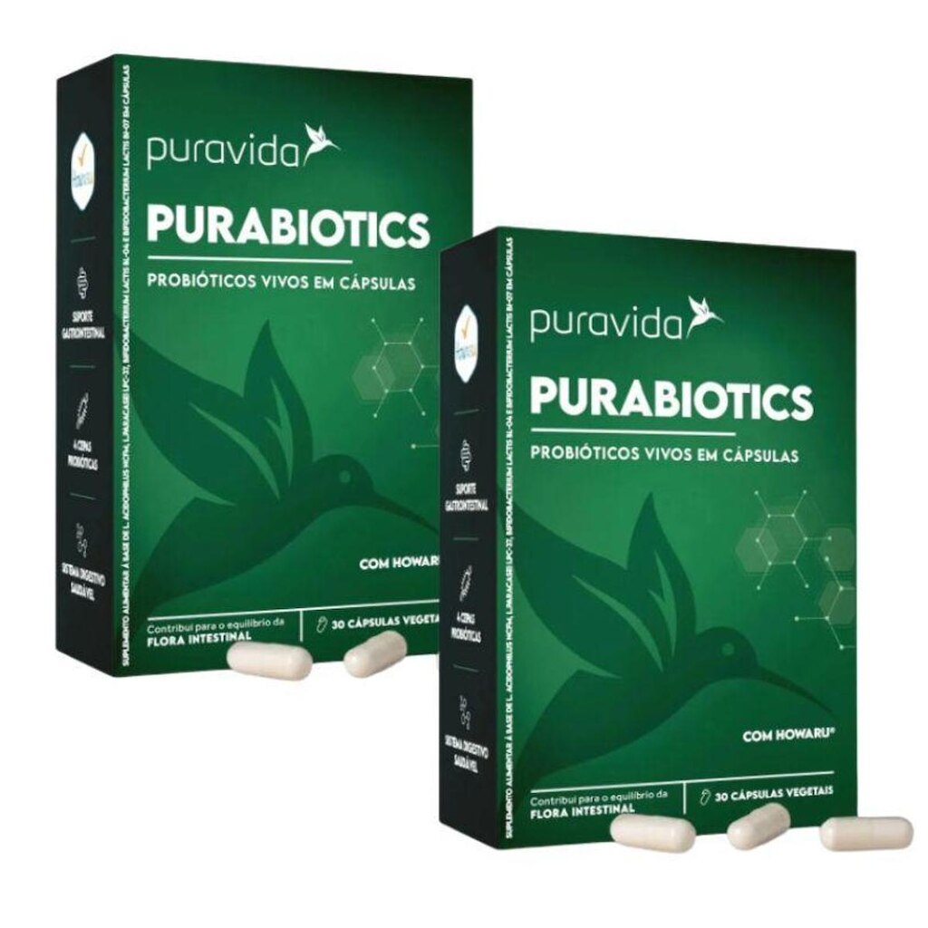 Kit 2x Purabiotics Probióticos Vivos Em Caps - 30 Caps cada - Pura Vida