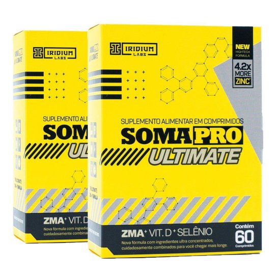 Kit 2x Soma Pro Ultimate 120 comps - ZMA de Última Geração Menor preço em Kit 2x Soma Pro Ultimate 120 comps - ZMA de Última Geração
