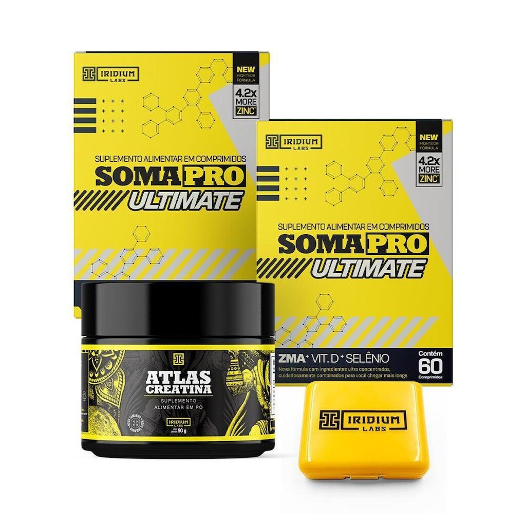 Kit 2x Soma pro ultimate + Creatina Atlas + Porta Cáps