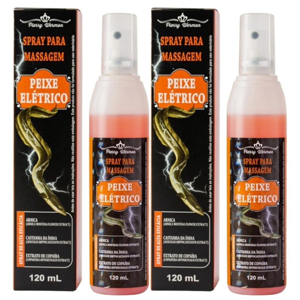 Kit 2x Spray Para Massagem Peixe Elétrico com Arnica Copaíba 120 ml Pierry Wermon