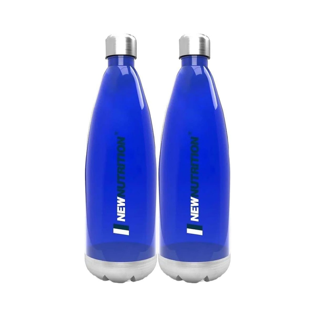 Kit 2X Squezze Plástica com Inox - 700ml Azul - NewNutrition