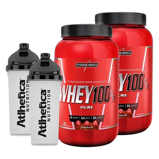 Kit 2x Super Whey Protein 100% Pure 907g - IntegralMédica + Coqueteleira blender 700ml - Atlhetica Menor preço em Kit 2x Super Whey Protein 100% Pure 907g - IntegralMédica + Coqueteleira blender 700ml - Atlhetica