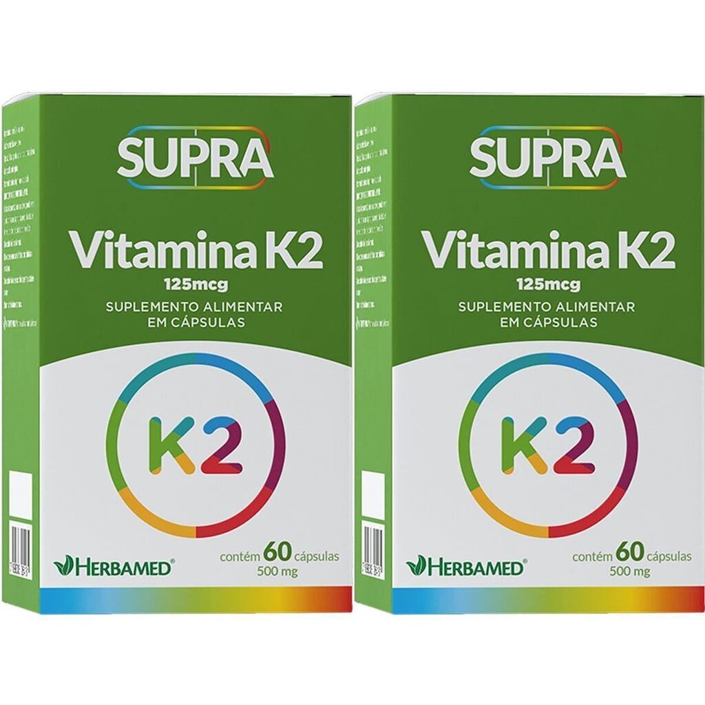 Kit 2X Supra Vitamina K2 - 500mg 60 Cápsulas - Herbamed