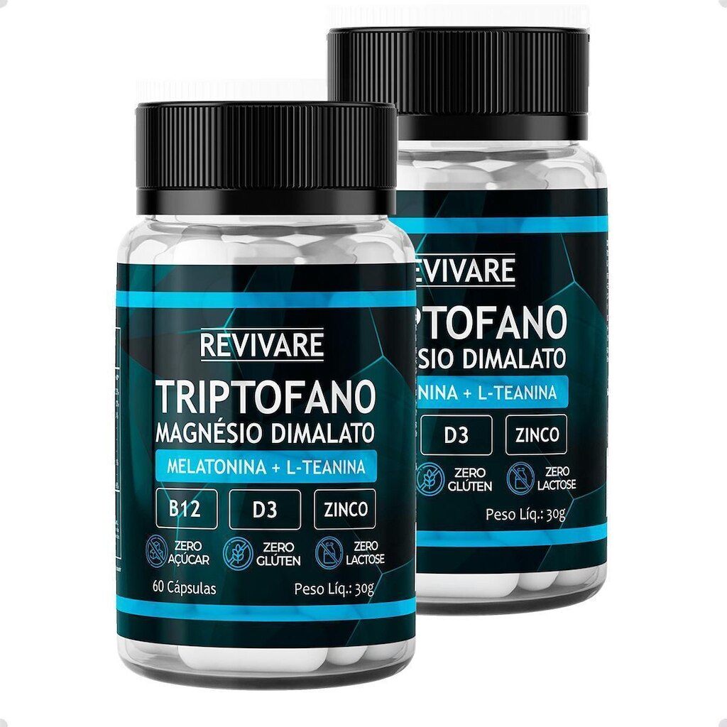 Kit 2x Triptofano Magnesio Dimalato Melatonina 60Caps