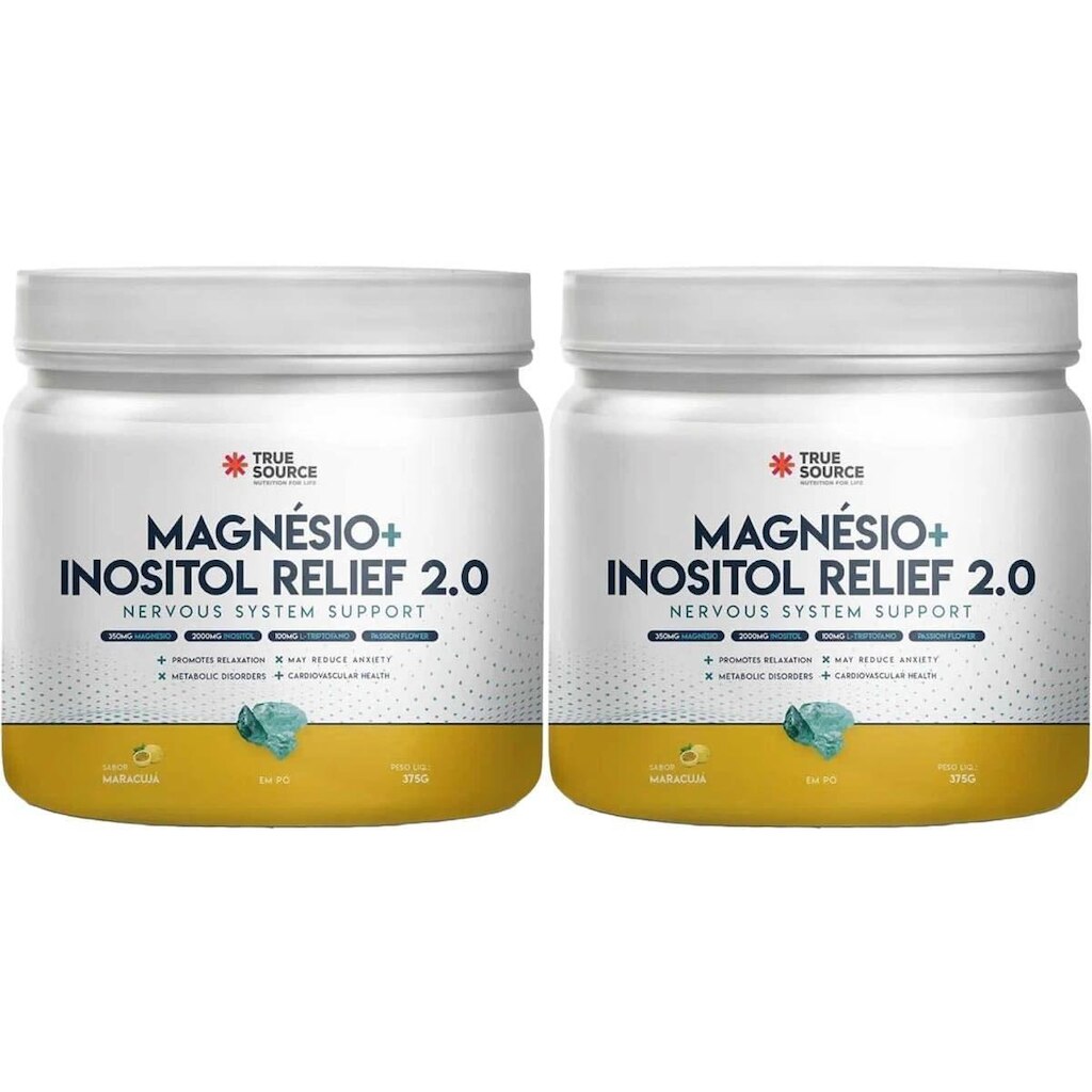 Kit 2X True Magnésio + Inositol Relief 2.0 - 375g Maracujá - True Source