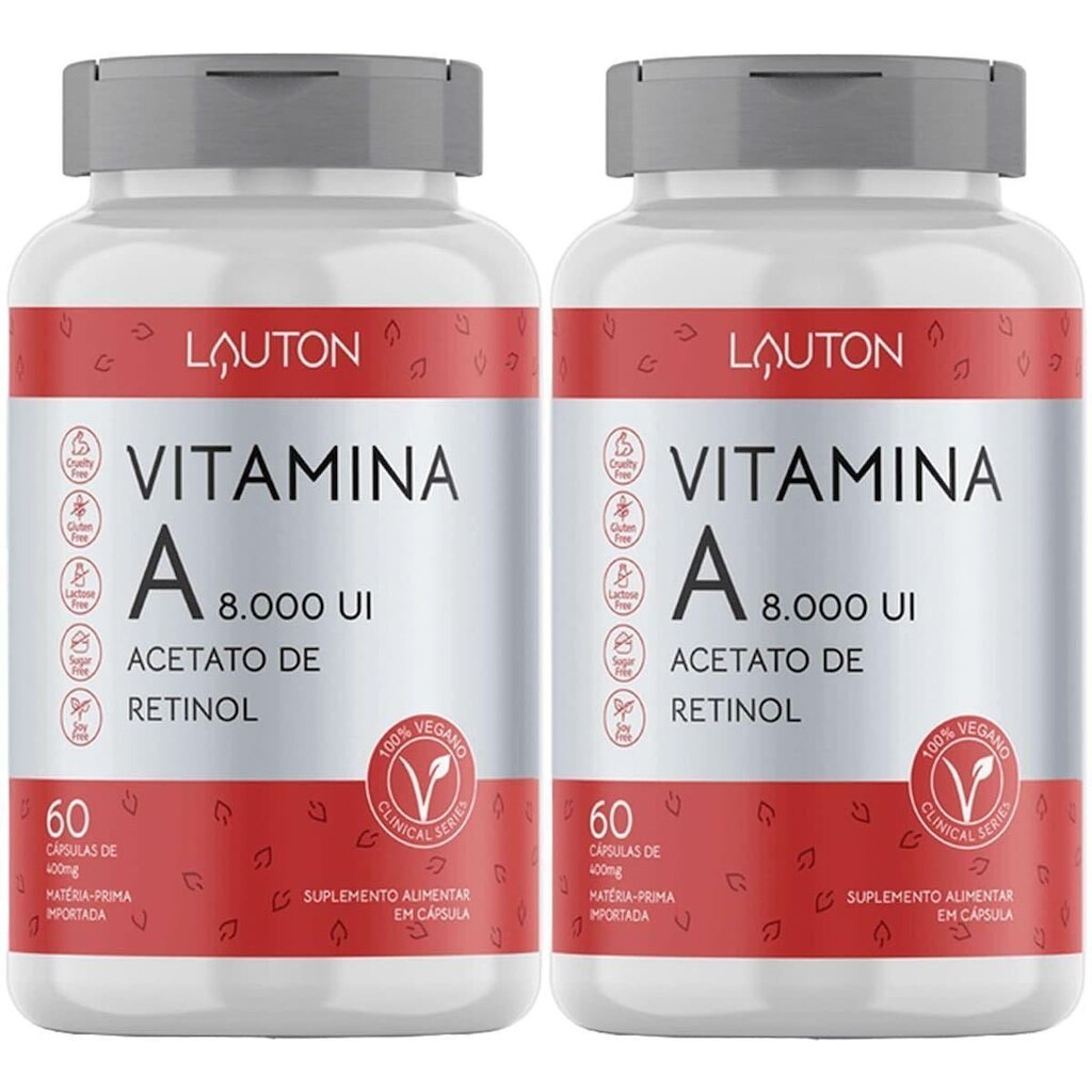 Kit 2X Vitamina A 8.000UI Acetato de Retinol - 60 Cápsulas - Lauton Nutrition