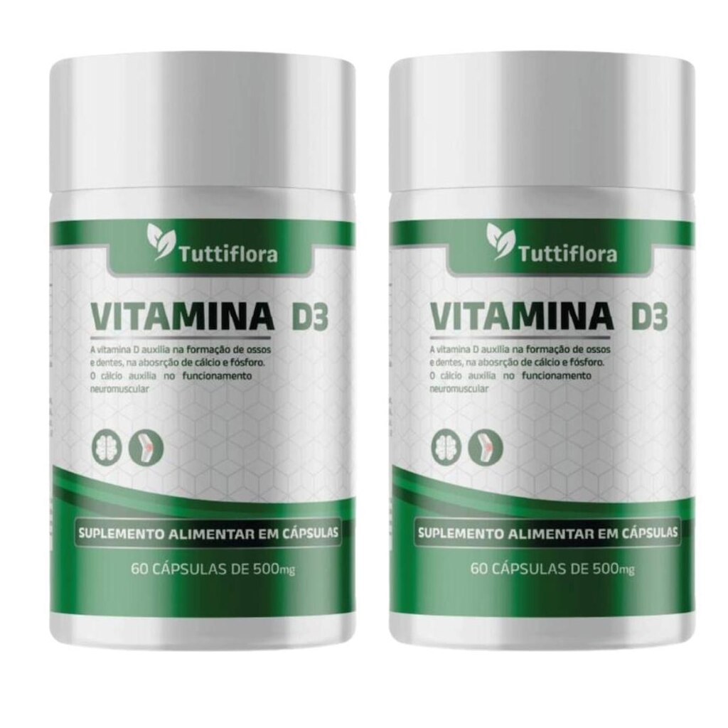 Kit 2x Vitamina D3 60 Cápsulas 500mg Tuttiflora