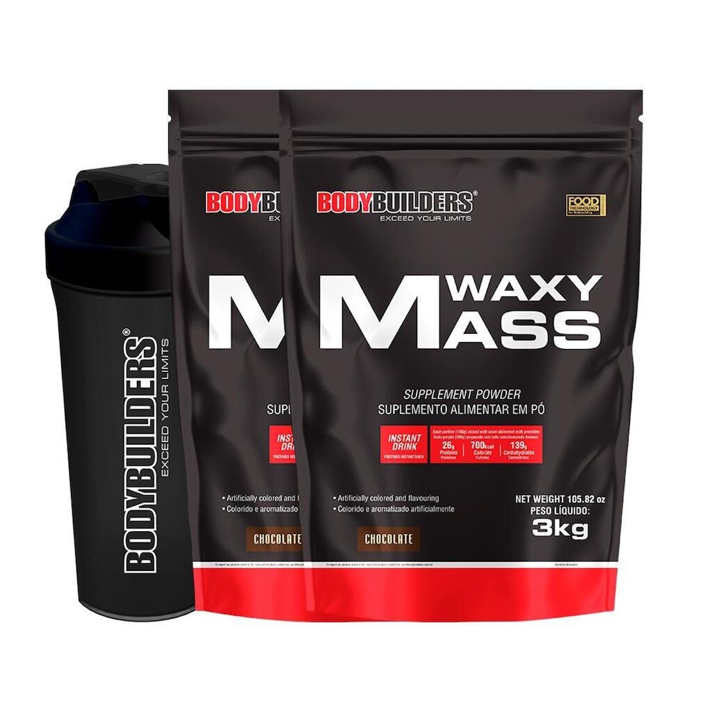 KIT 2x Waxy Mass 3kg + Coqueteleira - Bodybuilders
