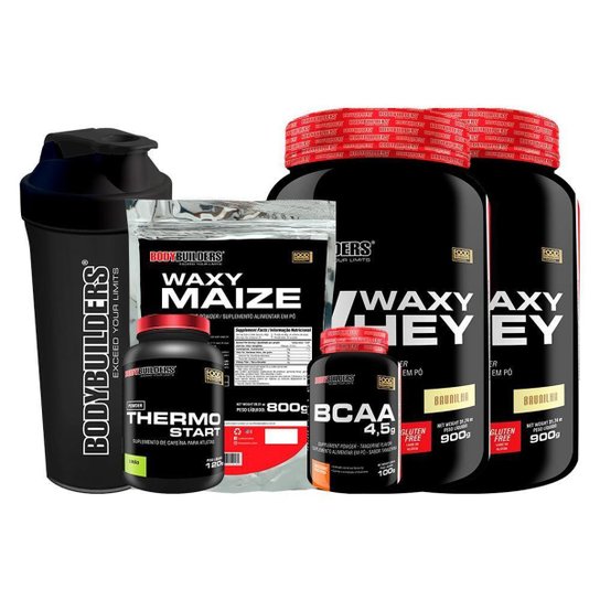 KIT 2x Waxy Whey 900g - + 1x BCAA 100g + 1x Thermo Limão + Waxy Maize + Coqueteleira - BodyBuilders Menor preço em KIT 2x Waxy Whey 900g - + 1x BCAA 100g + 1x Thermo Limão + Waxy Maize + Coqueteleira - BodyBuilders