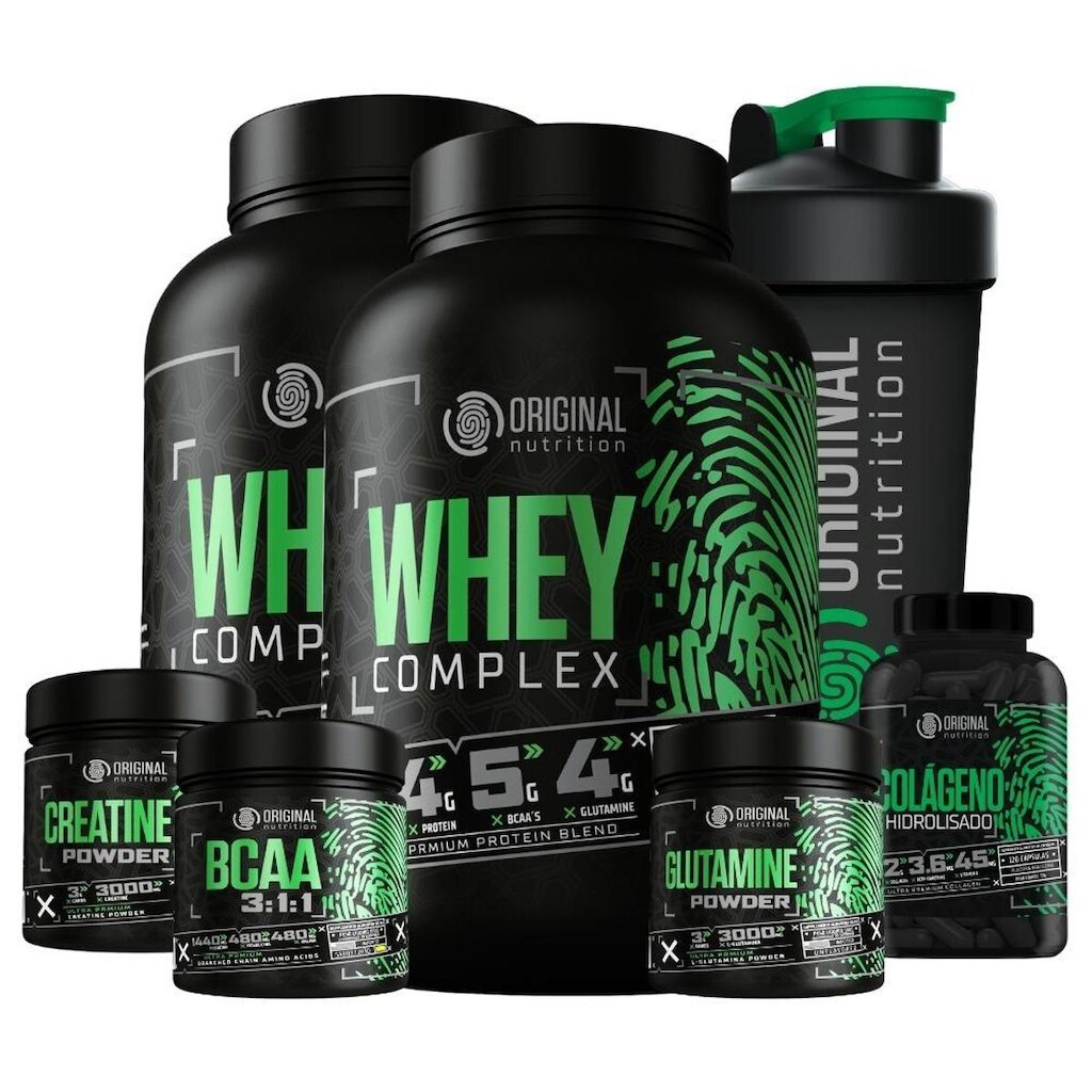 Kit 2X Whey Complex + Bcaa + Colágeno  + Gluta + Crea + Shaker