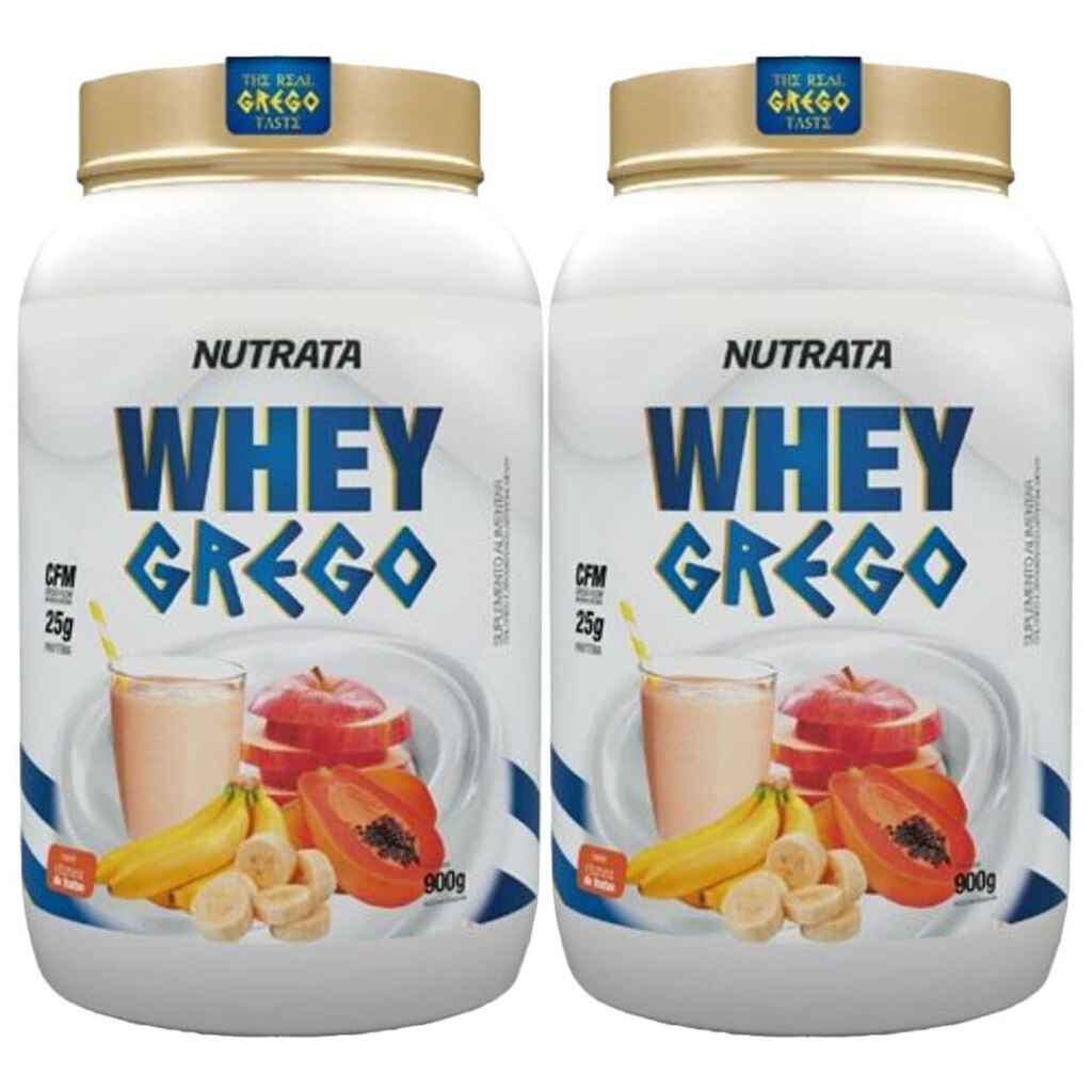 Kit 2X Whey Grego - 900g Vitamina de Frutas - Nutrata
