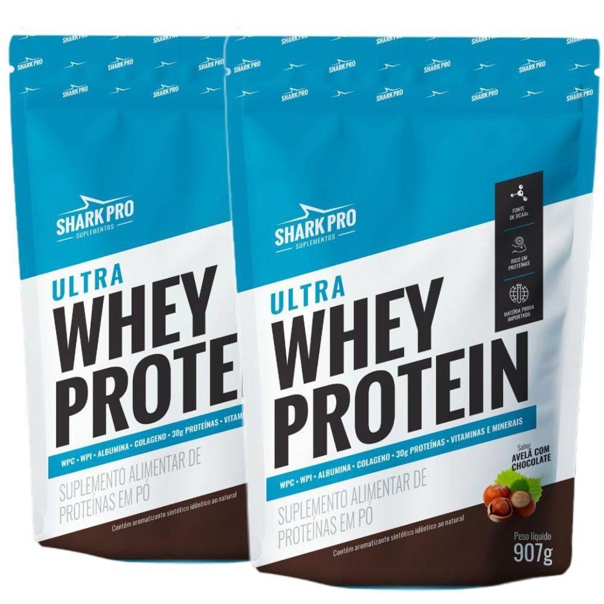 Kit 2x Whey Isolado Concentrado Chocolate Avela 907g - Shark