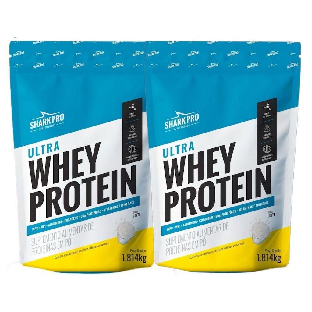 Kit 2x Whey Isolado Concentrado Leite 1.8kg - Shark Pro