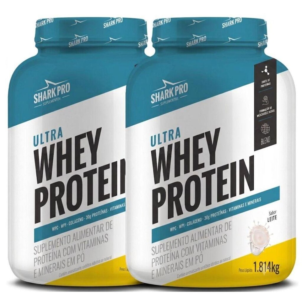 Kit 2x Whey Isolado Concentrado Leite 1.8kg - Shark Pro