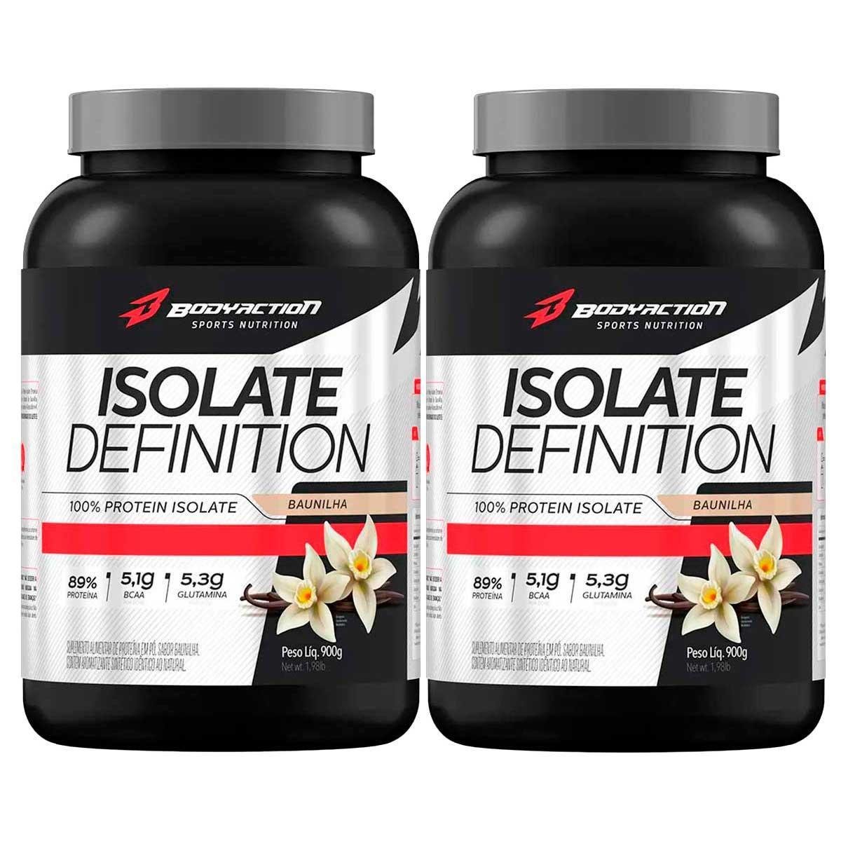 KIT 2X WHEY ISOLADO ISOLATE DEFINITION 900G BODY ACTION Baunilha