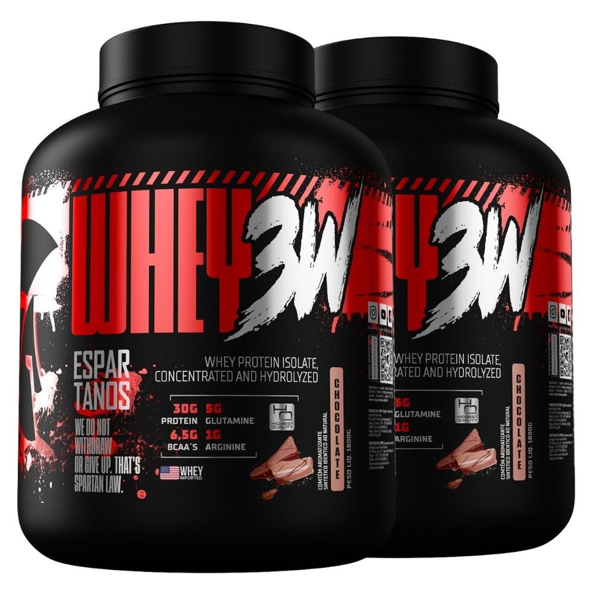 Kit 2X Whey Protein 3W 1,8Kg Espartanos - Total 3,6Kg Menor preço em Kit 2X Whey Protein 3W 1,8Kg Espartanos - Total 3,6Kg